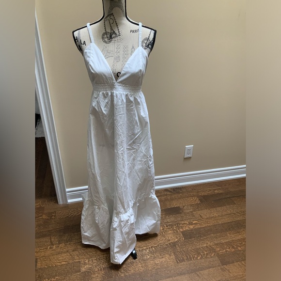 JUSTFAB Strappy Tier Midi White Women’s Cotton Boho Dress BRAND NEW Size Large - Picture 4 of 10